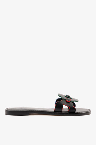Flat Margherita Couro Preto