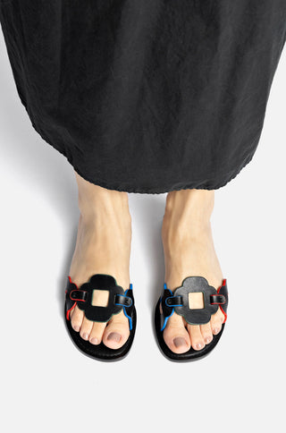 Flat Margherita Couro Preto