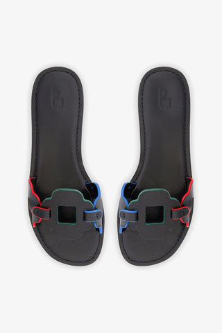 Flat Margherita Couro Preto