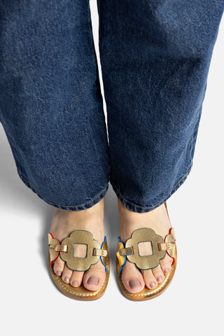 Flat Margherita Couro Dourado Womens - Shoes - Flats Larroudé