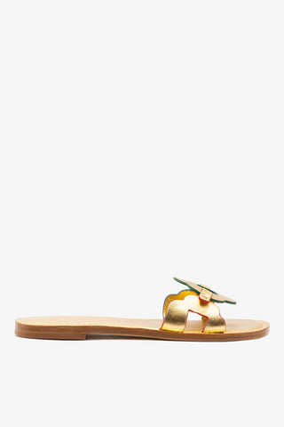Flat Margherita Couro Dourado