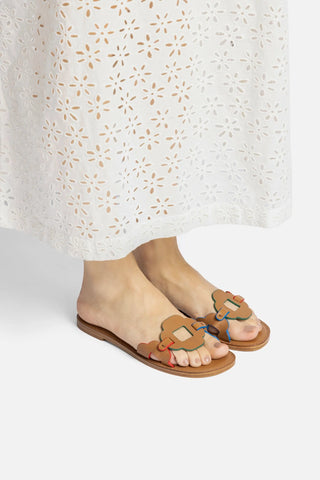 Flat Margherita Couro Caramelo