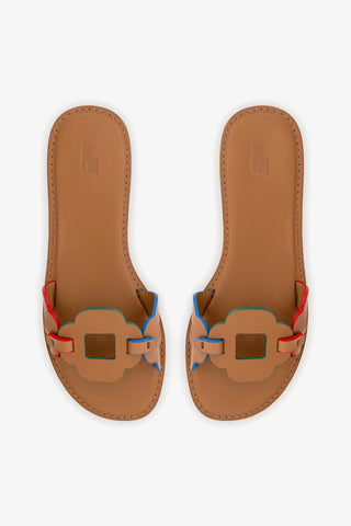 Flat Margherita Couro Caramelo