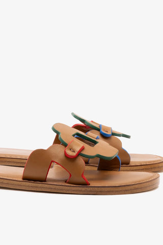 Flat Margherita Couro Caramelo