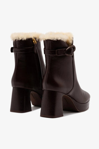 Bota Dolly Verona Low Couro Marrom e Lã Natural