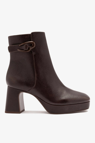Bota Plataforma Dolly Verona Low Couro Marrom Boot Larroudé