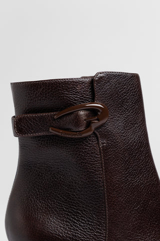 Bota Plataforma Dolly Verona Low Couro Marrom Boot Larroudé