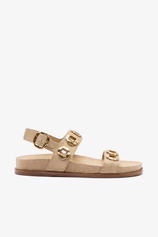 Sandália Milan Sport Ráfia Bege Flat Sandal Larroudé