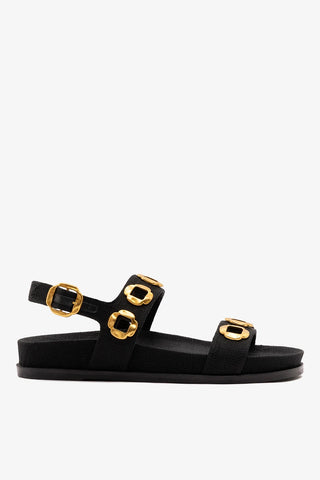 Sandália Milan Sport Ráfia Preto Sandal Larroude