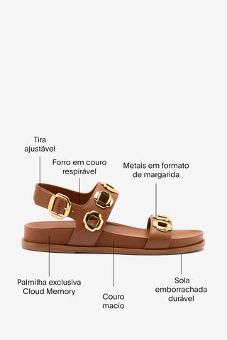 Sandália Milan Sport Couro Caramelo