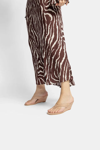 Sandália Anabela Gaia Low Ráfia Bege