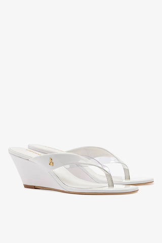 Sandália Gaia Clear Couro Verniz Branco Womens - Shoes - Mules Larroudé