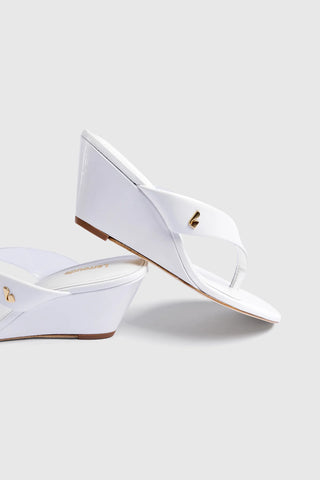 Sandália Gaia Clear Couro Verniz Branco Womens - Shoes - Mules Larroudé