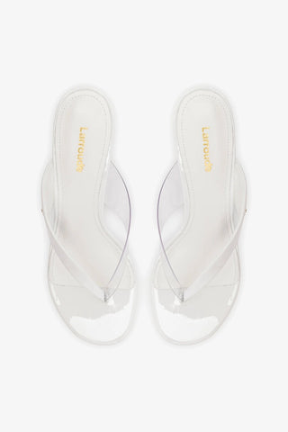 Sandália Gaia Clear Couro Verniz Branco Womens - Shoes - Mules Larroudé