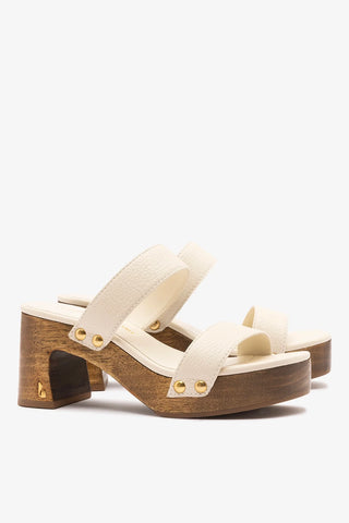Larroudé x Kenneth Cole: Mule Couro Off White Sandal Larroudé x Kenneth Cole