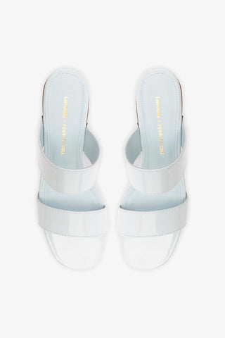 Larroudé x Kenneth Cole: Mule Couro Verniz Azul Sandal Larroudé x Kenneth Cole