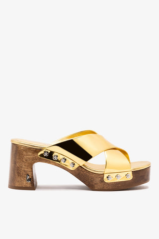 Mule Talitha Dolly Couro Dourado