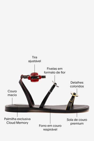Sandália Flat Tinx Couro Preto Womens - Shoes - Flats Larroudé
