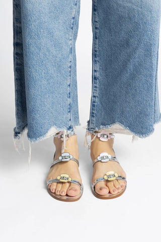 Sandália Flat Tinx Couro Prateado