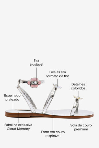 Sandália Flat Tinx Espelhado Prateado Womens - Shoes - Flats Larroudé