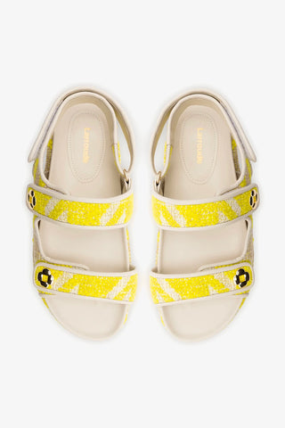Sandalia Jetty Malha Estampado Amarelo Sandal Larroudé