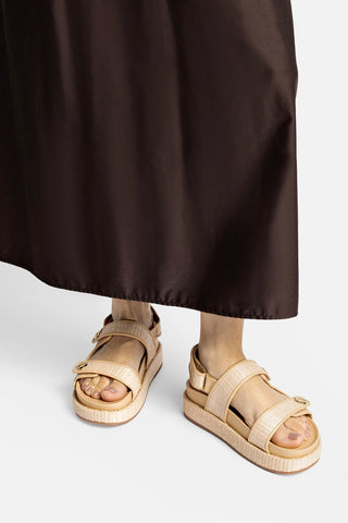 Sandália Jetty Ráfia Natural e Couro Bege