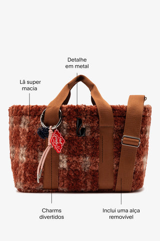 Bolsa Tote Bag Americana Lã Estampado Vermelho Handbags Larroudé