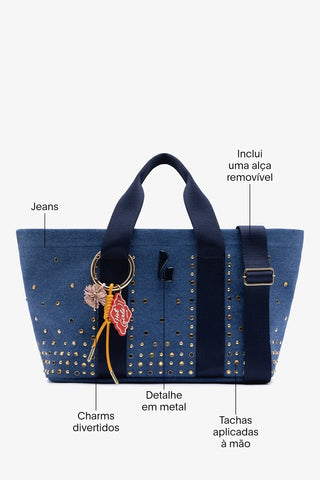 Bolsa Tote Bag Americana Jeans Azul ABC