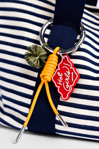 Bolsa Tote Bag Americana Lona Listrada Azul e Natural