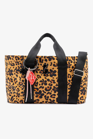 Bolsa Tote Bag Americana Jacquard Leopardo e Preto