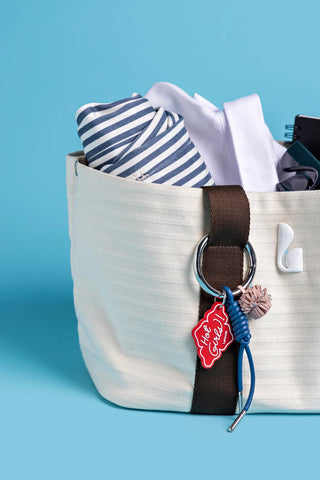 Bolsa Tote Bag Americana Lona Listrada Off White e Marrom