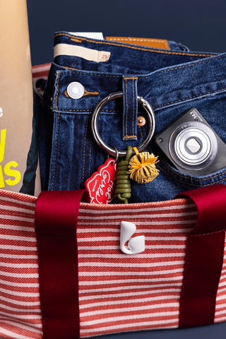 Bolsa Tote Bag Americana Lona Listrada Rosa, Vermelho e Bordô