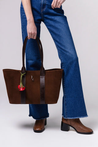 Bolsa Tote Bag City Camurça Marrom Bag Larroudé