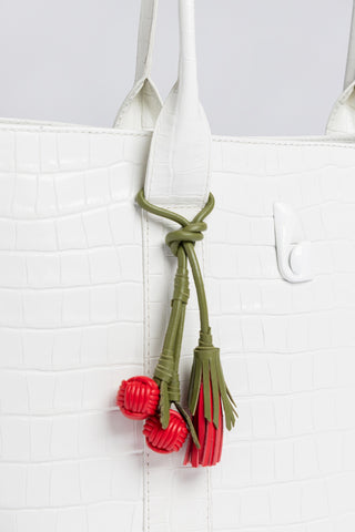 Bolsa Tote Bag City Couro Croco Branco Bag Larroudé