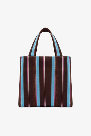 Bolsa Tote Bag Poppy Mini Ráfia Listrada Marrom