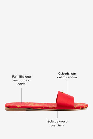 Flat Ivy Cetim Vermelho Womens - Shoes - Flats Larroudé