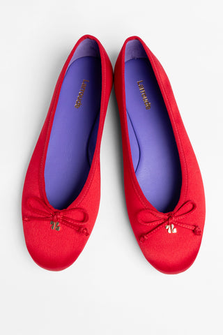 Sapatilha Pavlova Cetim Vermelho Ballet Larroudé