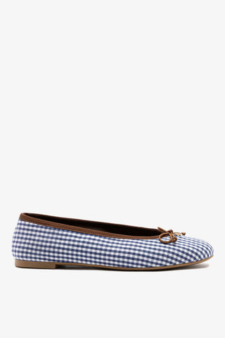 Sapatilha Pavlova Algodão Estampado Azul Flat Sheridan Cox by Larroudé