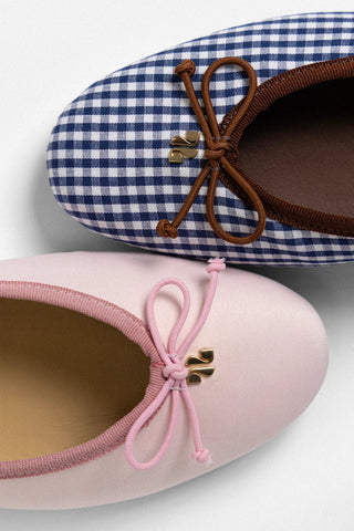 Sapatilha Pavlova Algodão Estampado Azul Flat Sheridan Cox by Larroudé