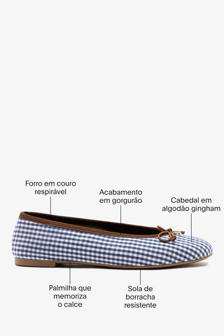 Sapatilha Pavlova Algodão Estampado Azul Flat Sheridan Cox by Larroudé