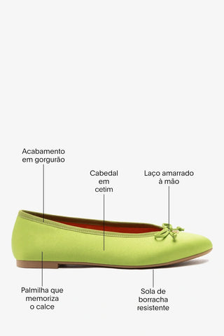 Sapatilha Pavlova Cetim Verde Ballet Larroudé