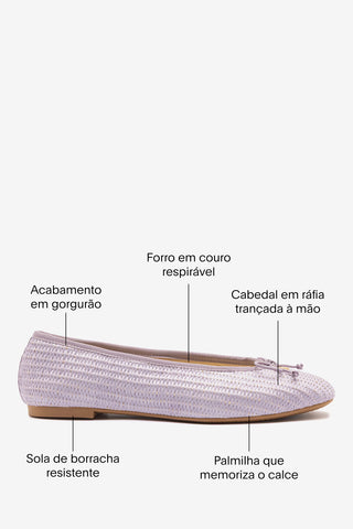 Sapatilha Pavlova Ráfia Lilás Ballerina Larroudé