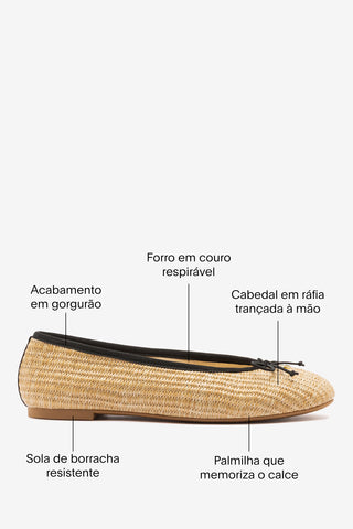 Sapatilha Pavlova Ráfia Natural Ballerina Larroudé