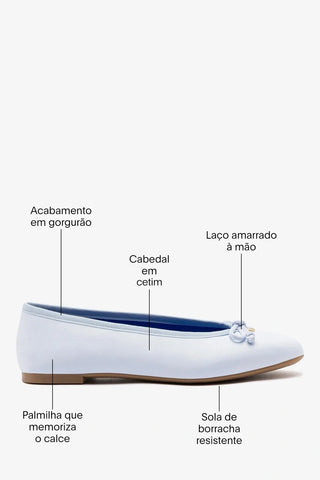 Sapatilha Pavlova Cetim Azul Ballet Larroudé