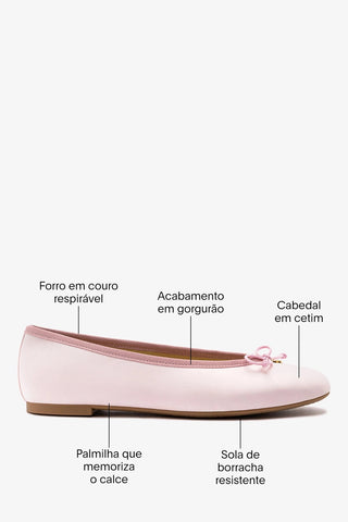 Sapatilha Pavlova Cetim Rosa Flat Sheridan Cox by Larroudé