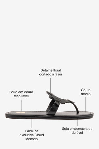 Sandália Flat Margherita Couro Preto