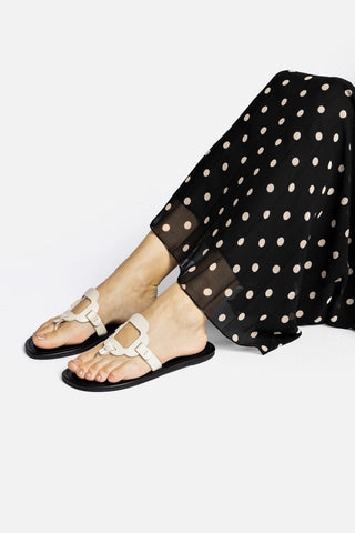 Sandália Flat Margherita Couro Off White