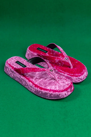 Sandália Roxy Veludo Rosa Sandal Larroudé
