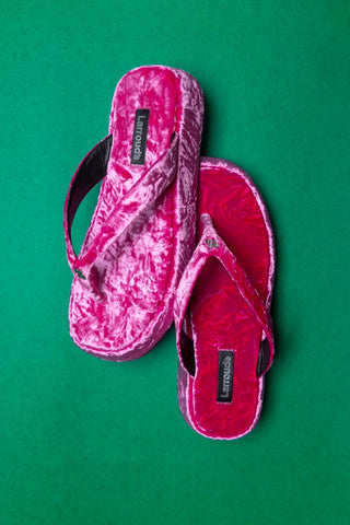 Sandália Roxy Veludo Rosa Sandal Larroudé