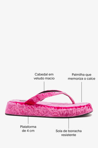 Sandália Roxy Veludo Rosa Sandal Larroudé